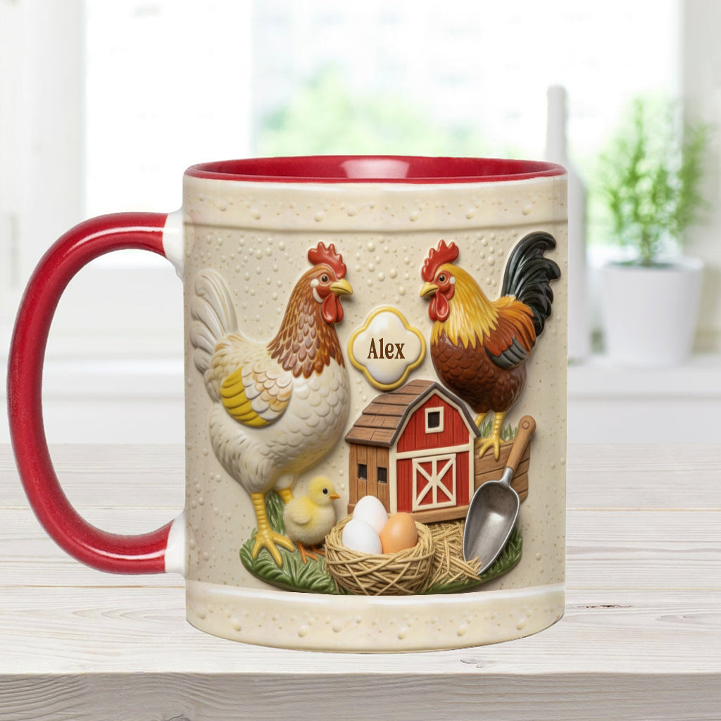 Liebe Hühnchen – Personalisierte Tasse und Untersetzer mit Hühnermotiv