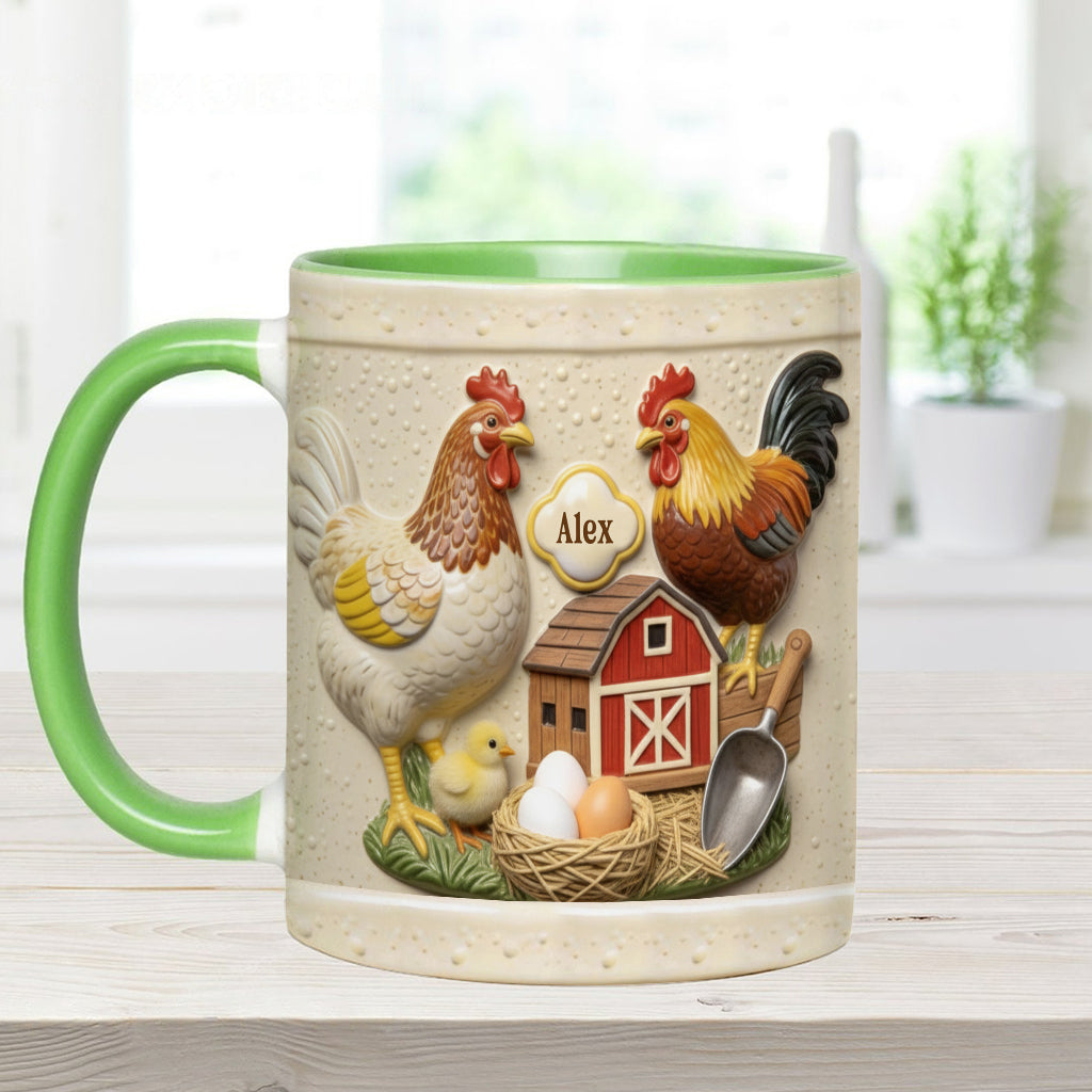 Liebe Hühnchen – Personalisierte Tasse und Untersetzer mit Hühnermotiv