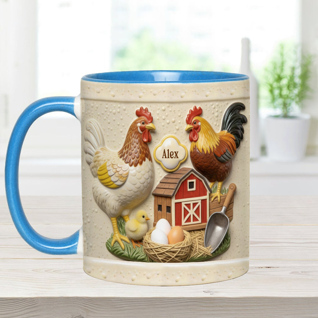 Liebe Hühnchen – Personalisierte Tasse und Untersetzer mit Hühnermotiv