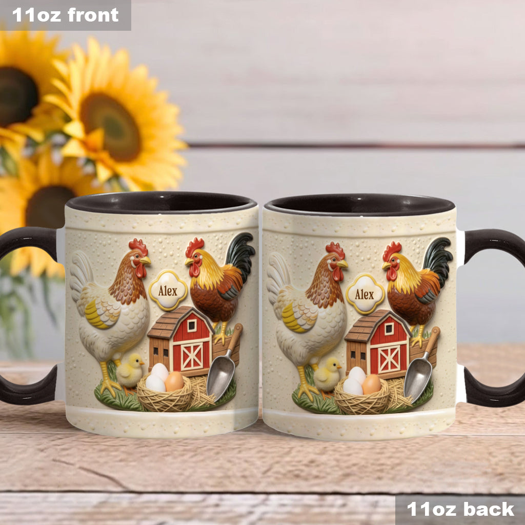 Liebe Hühnchen – Personalisierte Tasse und Untersetzer mit Hühnermotiv