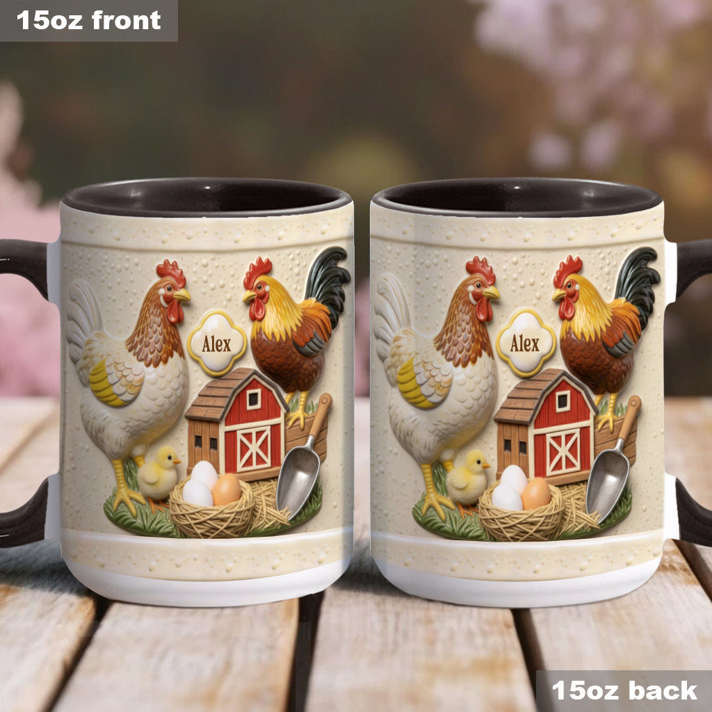 Liebe Hühnchen – Personalisierte Tasse und Untersetzer mit Hühnermotiv