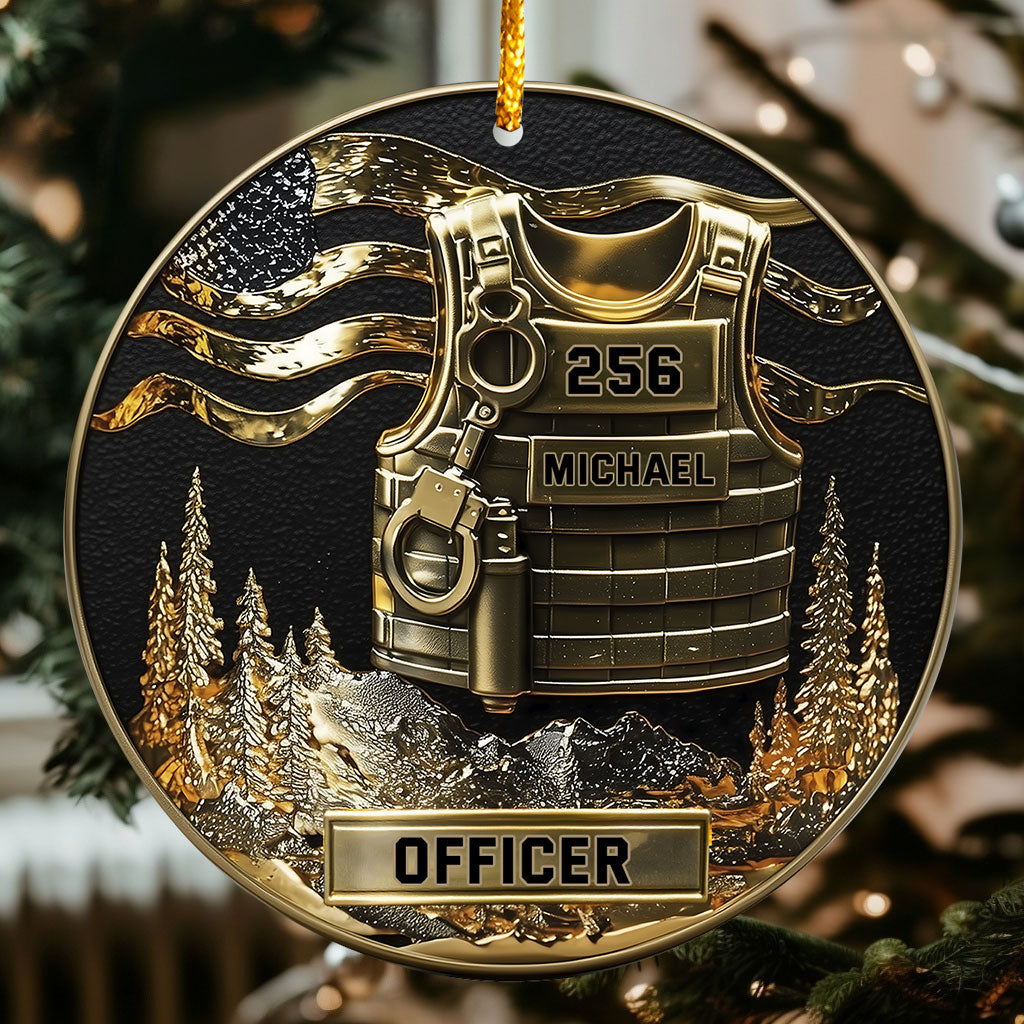 Servir et protéger, Joyeux Noël 2025 - Ornement personnalisé pour policier