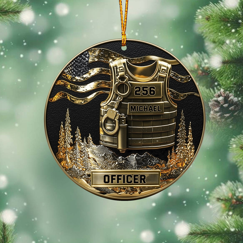 Servir et protéger, Joyeux Noël 2025 - Ornement personnalisé pour policier