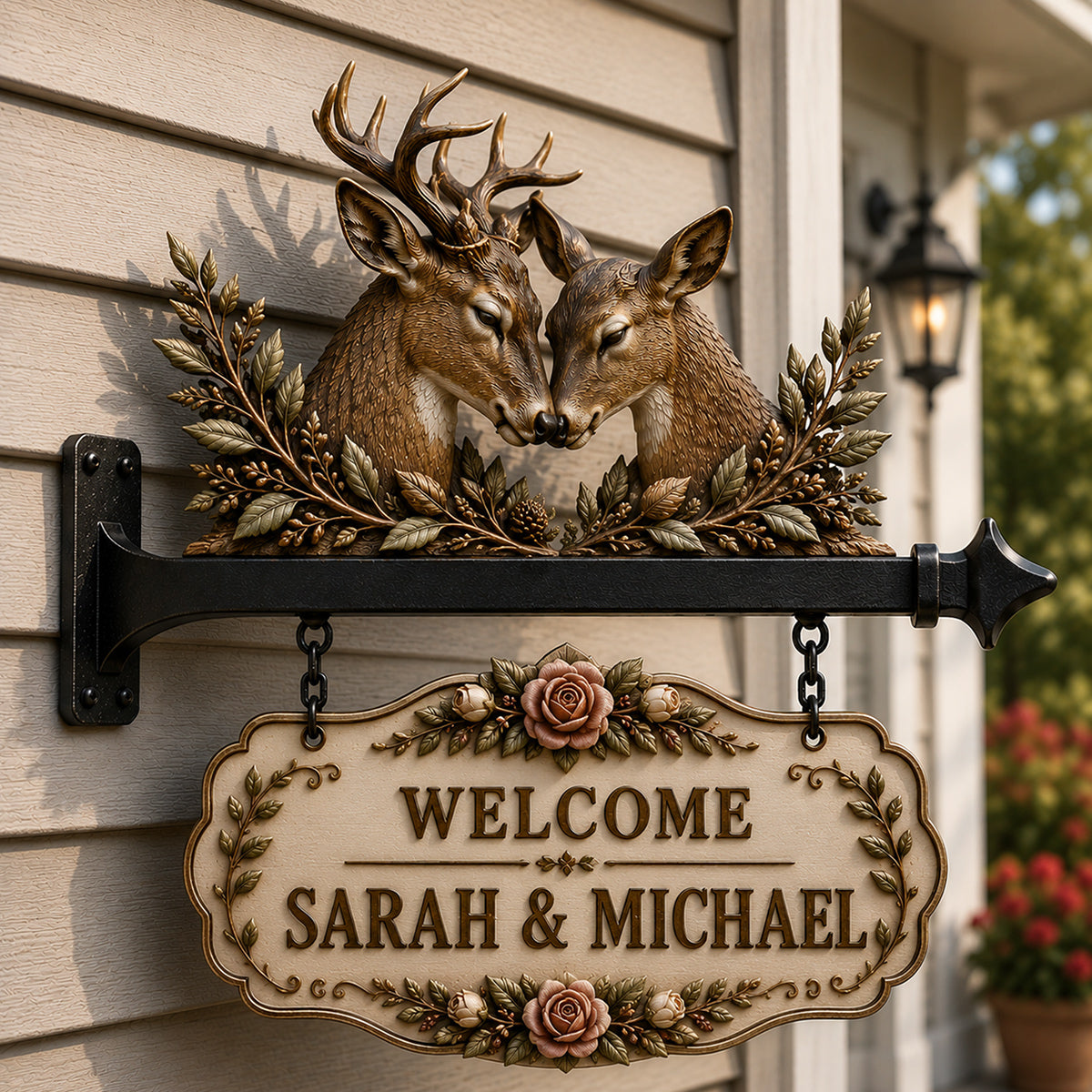 Willkommen in unserem Zuhause - Personalisierte Jagd Holz Wandmontageschild