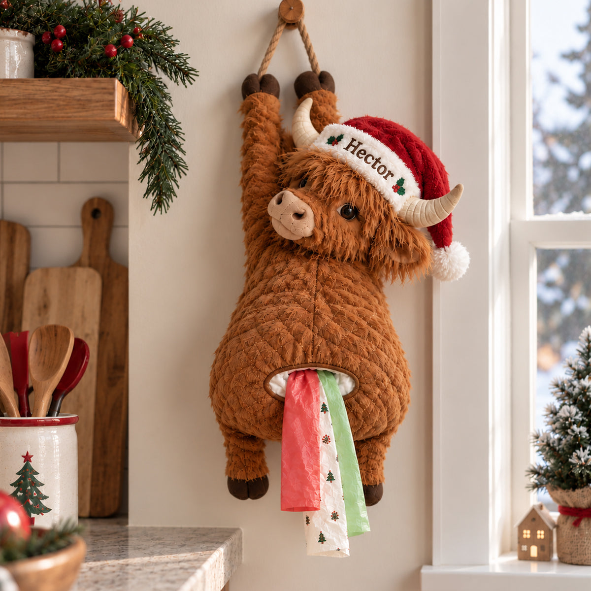 Christmas Highland Cow - Personalized Highland Cow Pull-Out Organizer