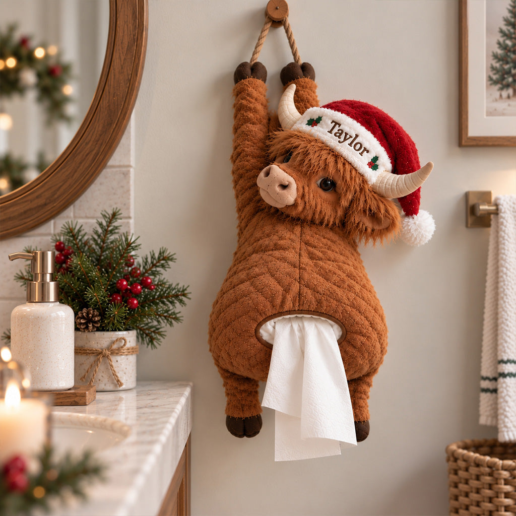Christmas Highland Cow - Personalized Highland Cow Pull-Out Organizer