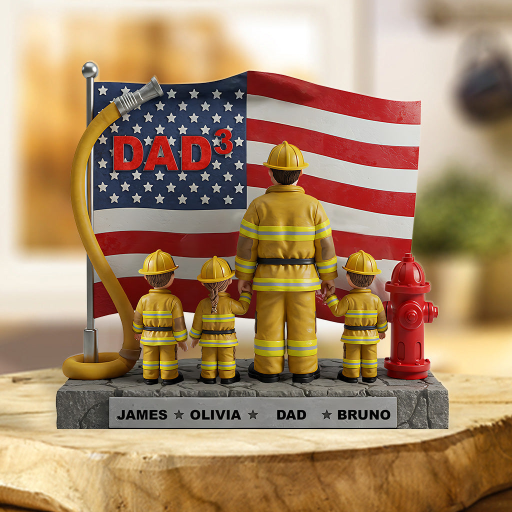 Feuerwehrmann-Papa – Personalisierte Acrylplakette in Feuerwehrform