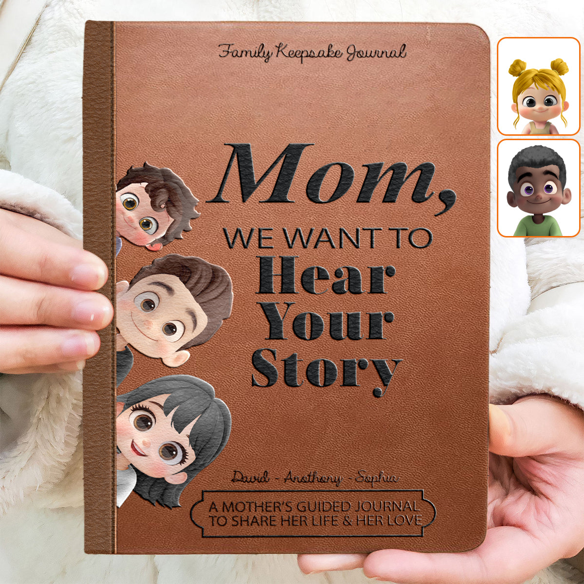 Mom, We Want to Hear Your Story - Personalized Mother Leather Journal