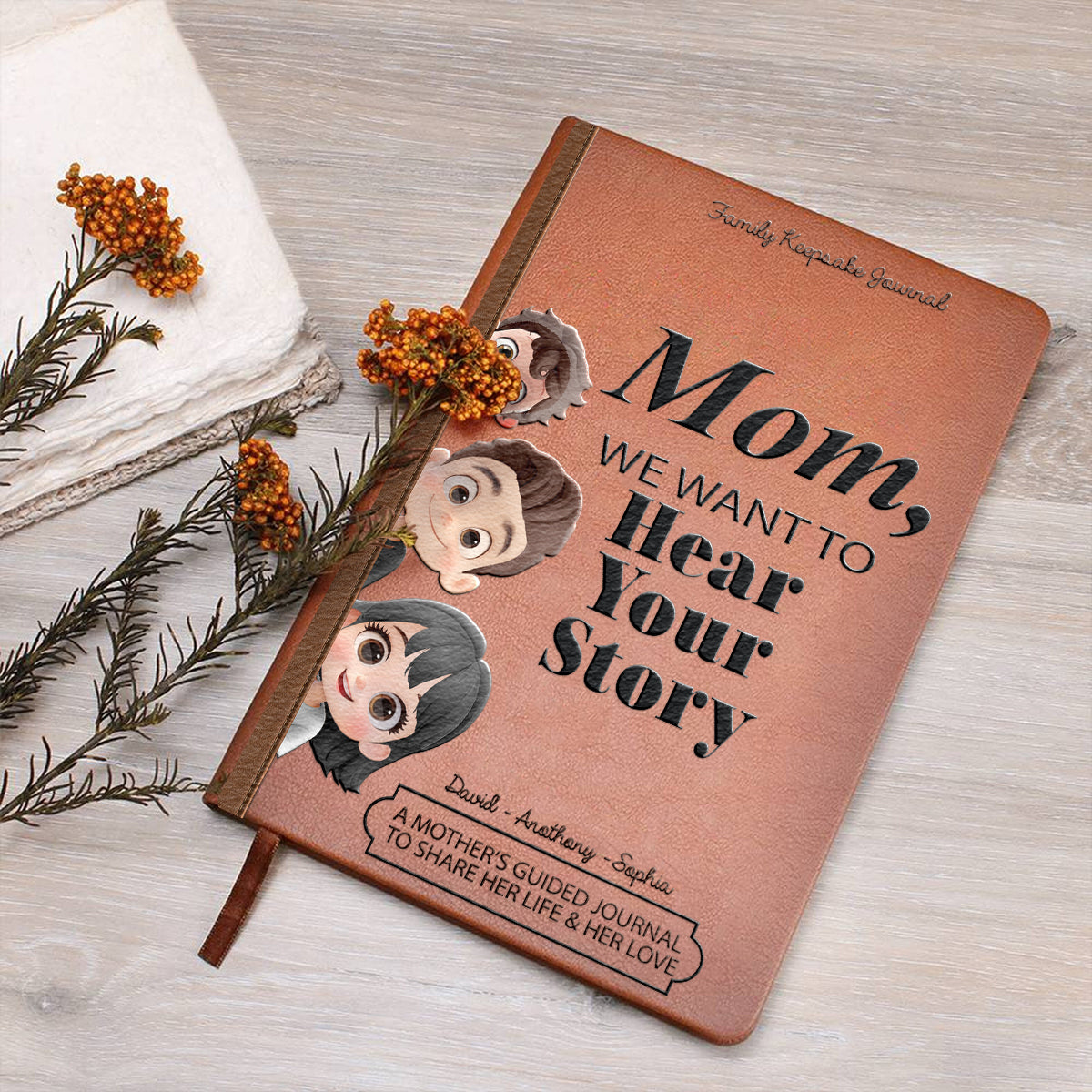 Mom, We Want to Hear Your Story - Personalized Mother Leather Journal