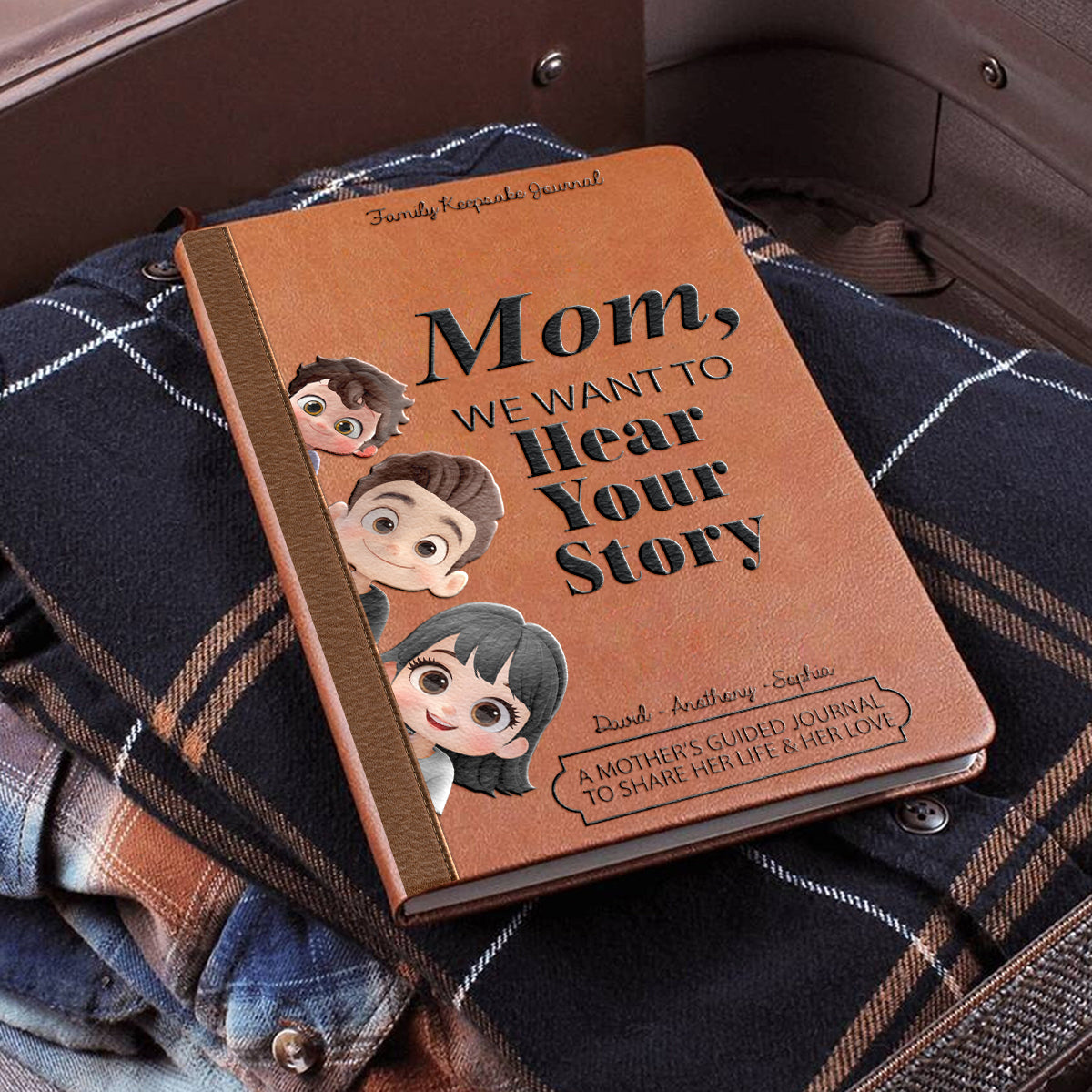 Mom, We Want to Hear Your Story - Personalized Mother Leather Journal