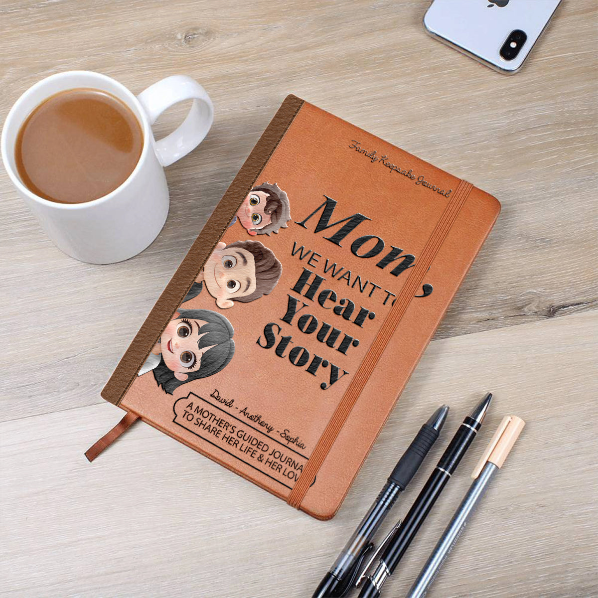 Mom, We Want to Hear Your Story - Personalized Mother Leather Journal
