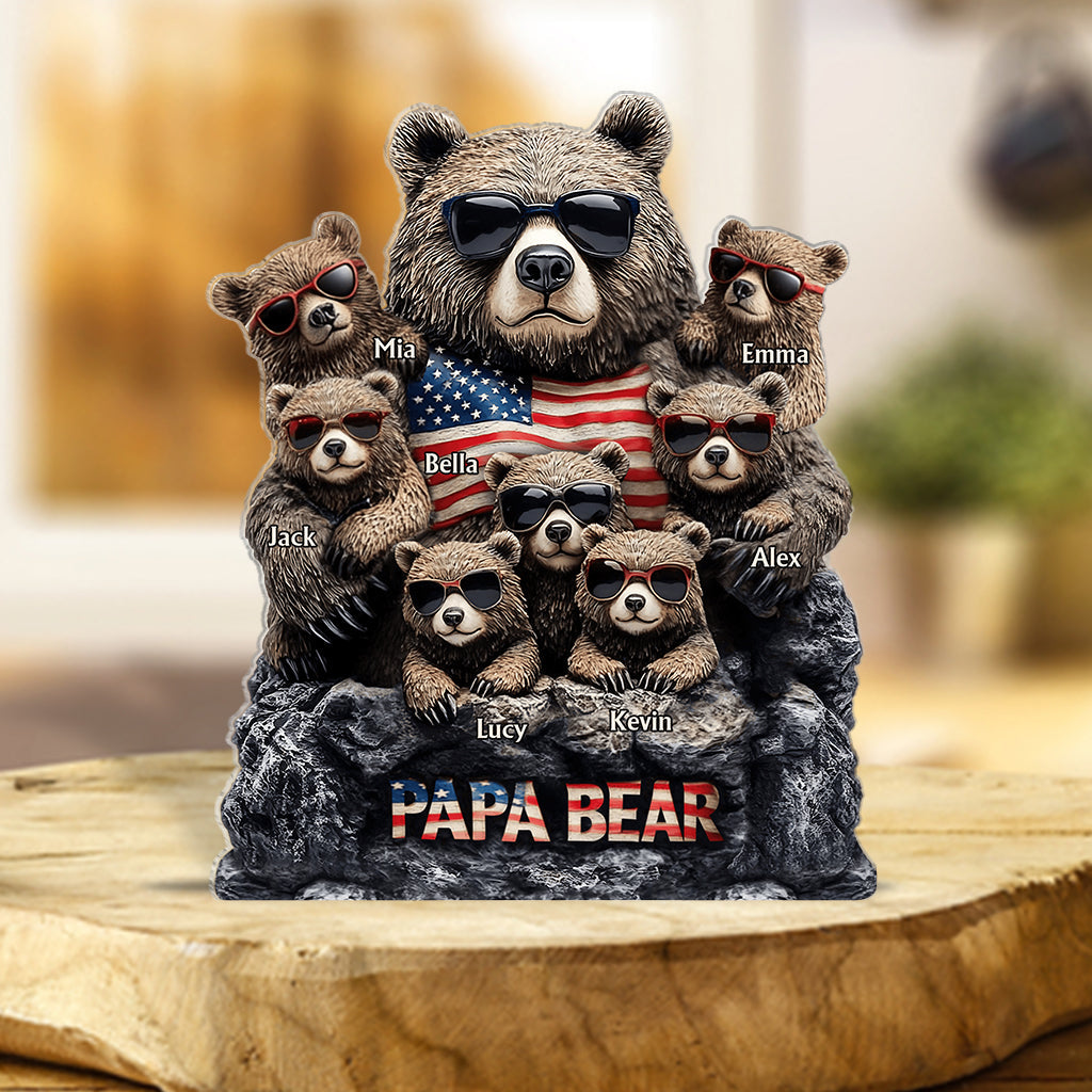 Papa Bear - Personalized Father Custom Shaped Acrylic Plaque