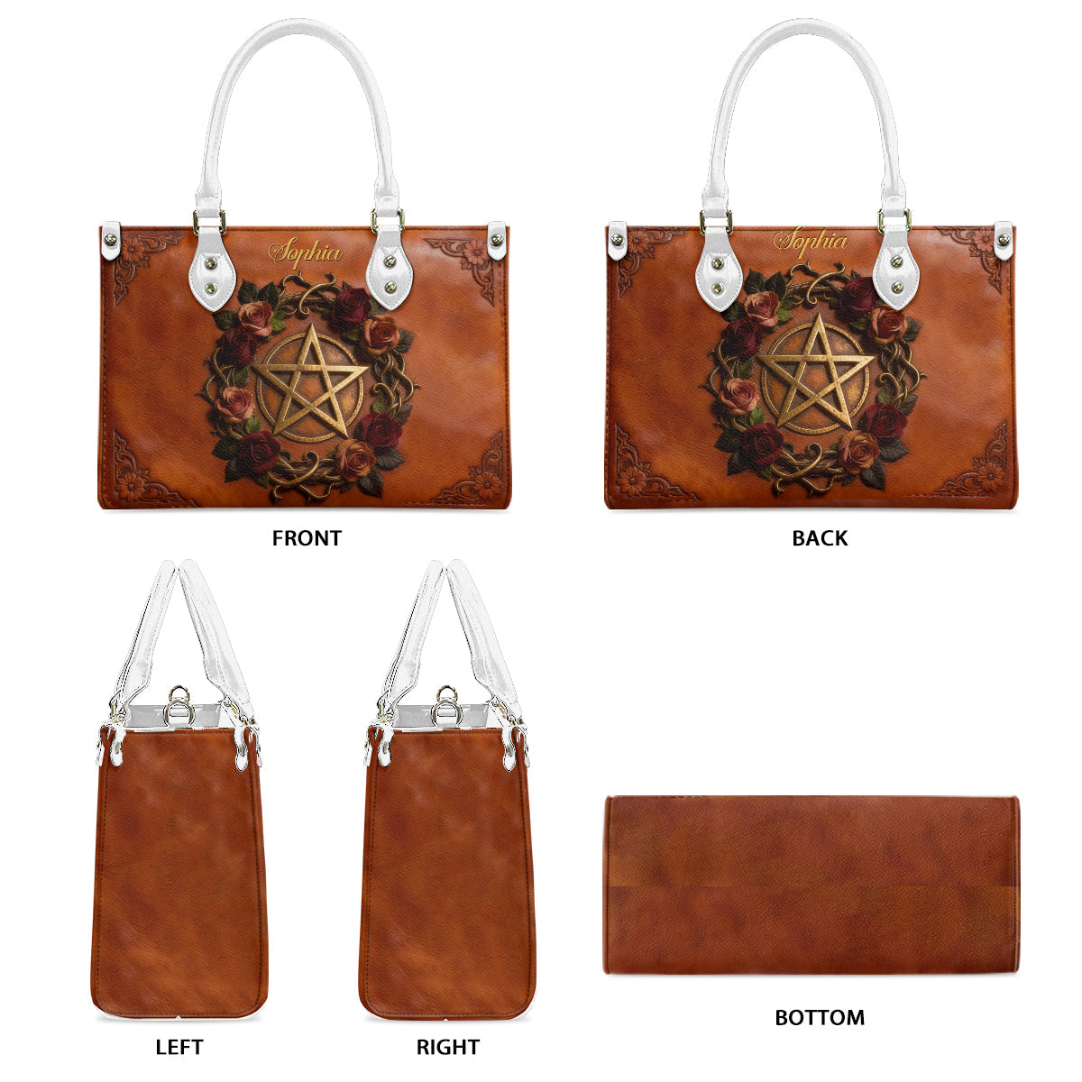 Magisches Symbol – Personalisierte Hexen-Lederhandtasche
