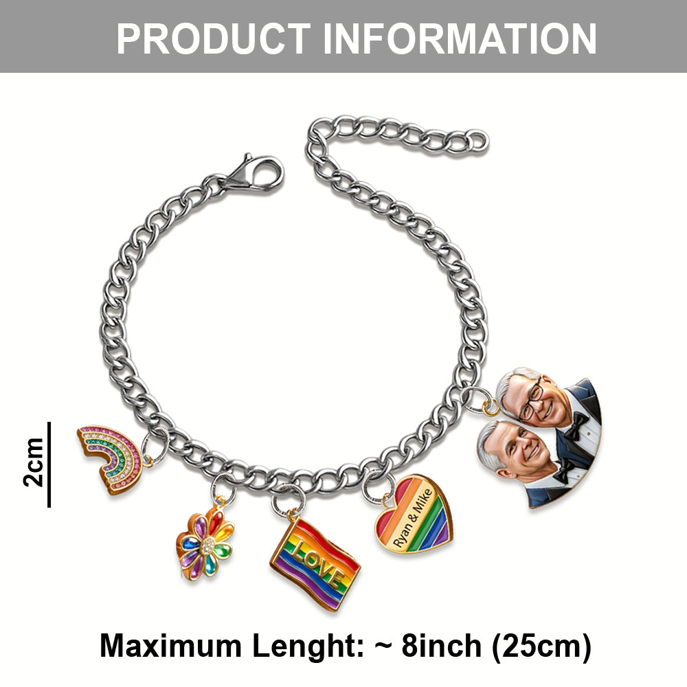 Liebe ist Liebe - Personalisierbares LGBT Unterstützungsarmband mit Charms