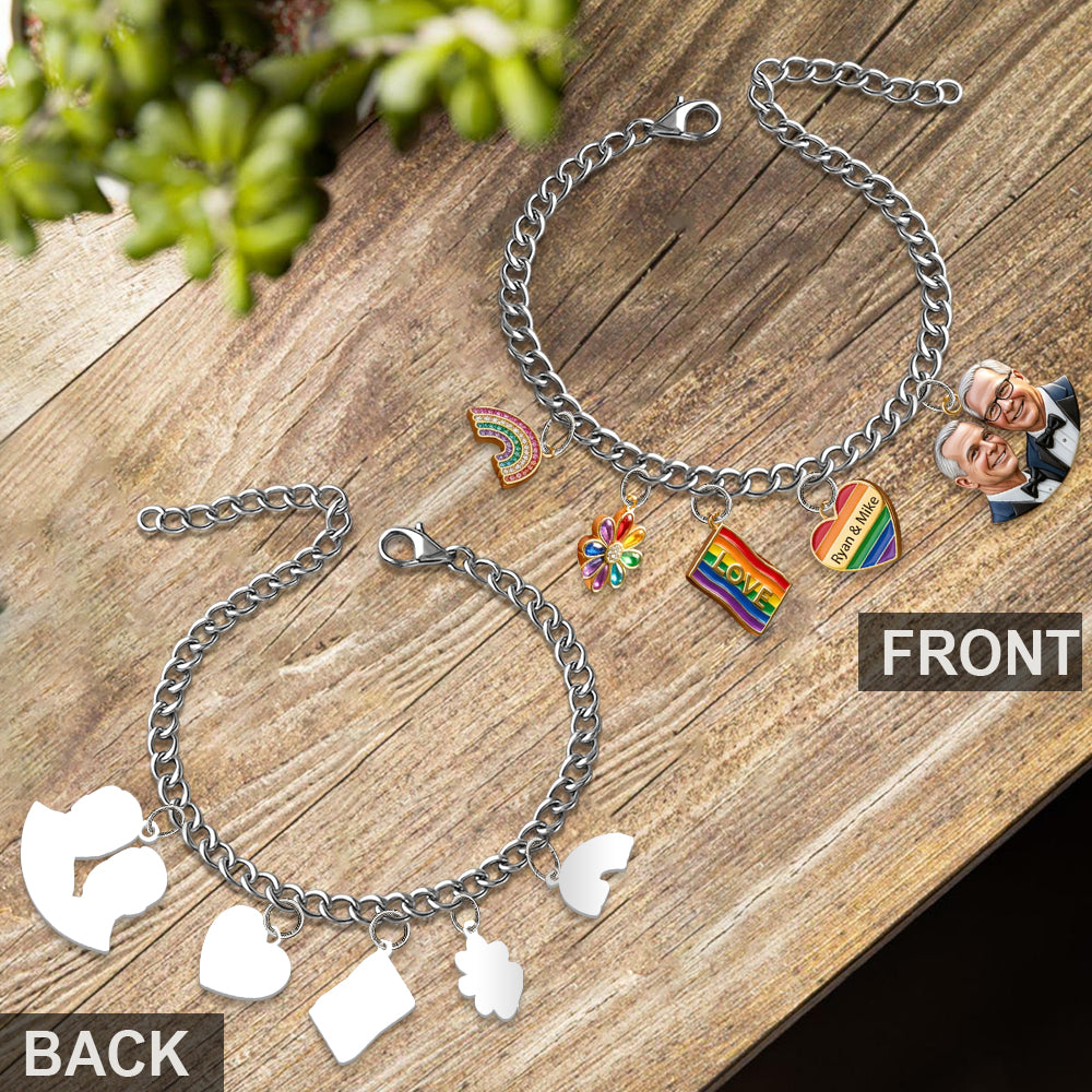 Liebe ist Liebe - Personalisierbares LGBT Unterstützungsarmband mit Charms