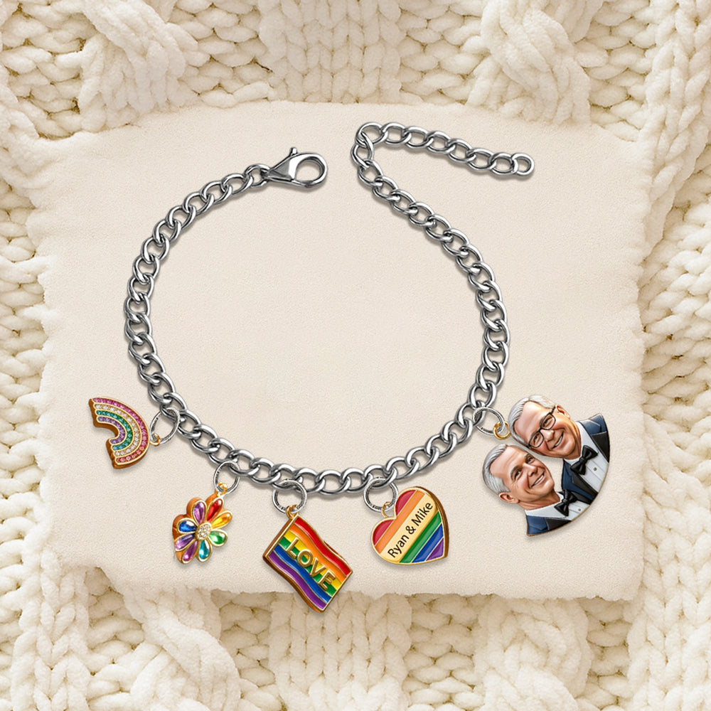Liebe ist Liebe - Personalisierbares LGBT Unterstützungsarmband mit Charms