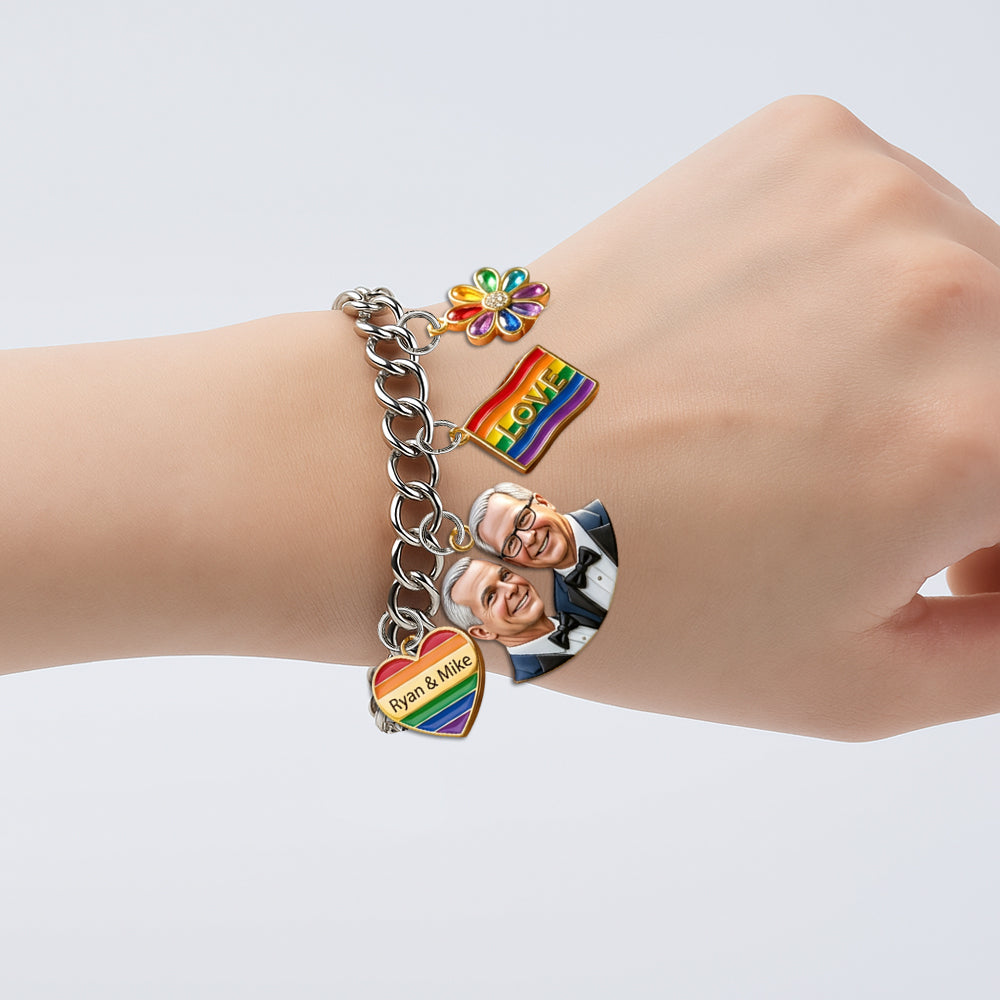 Liebe ist Liebe - Personalisierbares LGBT Unterstützungsarmband mit Charms