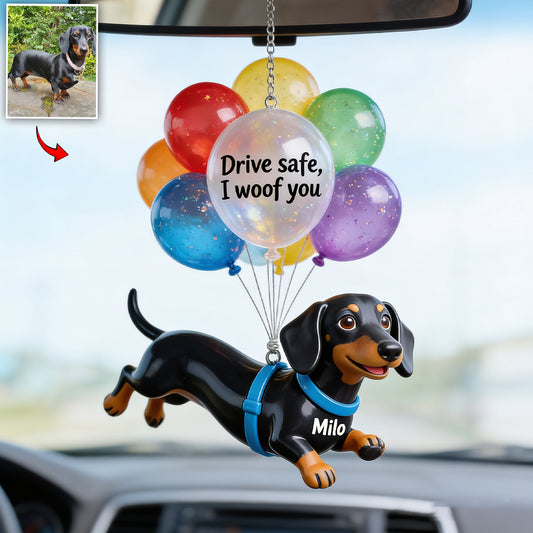 Fahre Sicher Ballon - Personalisierter Hund Transparenter Autoanhänger
