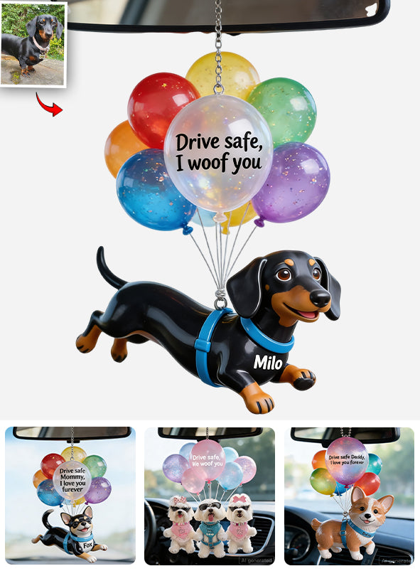 Fahre Sicher Ballon - Personalisierter Hund Transparenter Autoanhänger