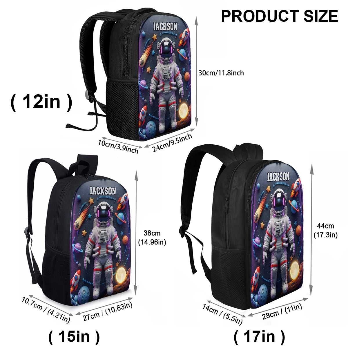 Astronaut und Weltraum – Personalisierter multifunktionaler Kinderrucksack