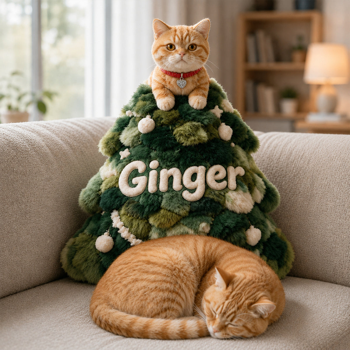 Joyeux Noël - Coussin en Fausse Fourrure Personnalisé pour Chat