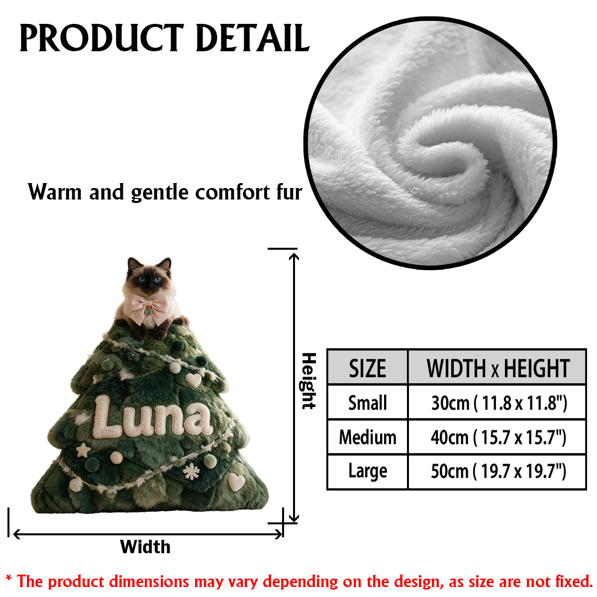 Joyeux Noël - Coussin en Fausse Fourrure Personnalisé pour Chat