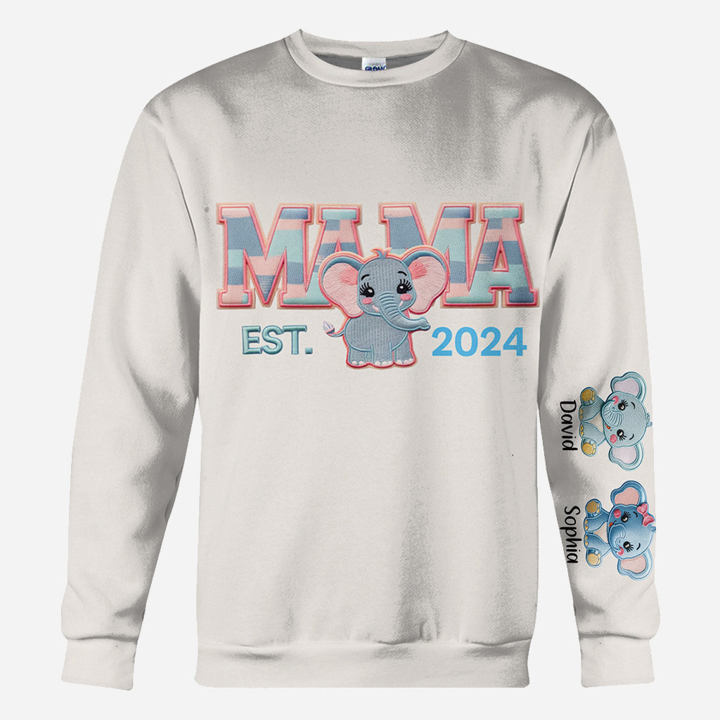 Mama Elephant - Personalized Mother All Over Shirt