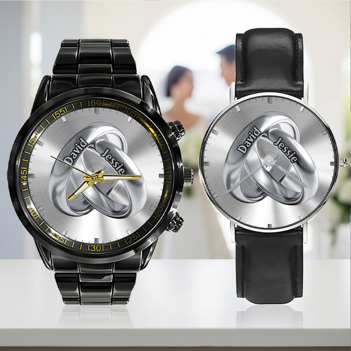 Time Of Love - Personalized Couple Hand Watch Set