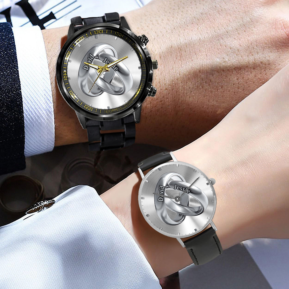 Time Of Love - Personalized Couple Hand Watch Set