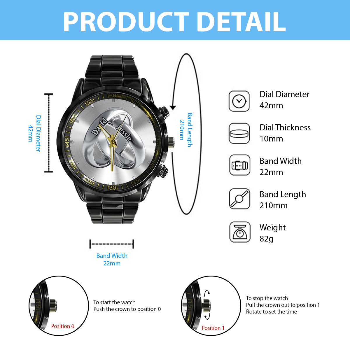 Time Of Love - Personalized Couple Hand Watch Set