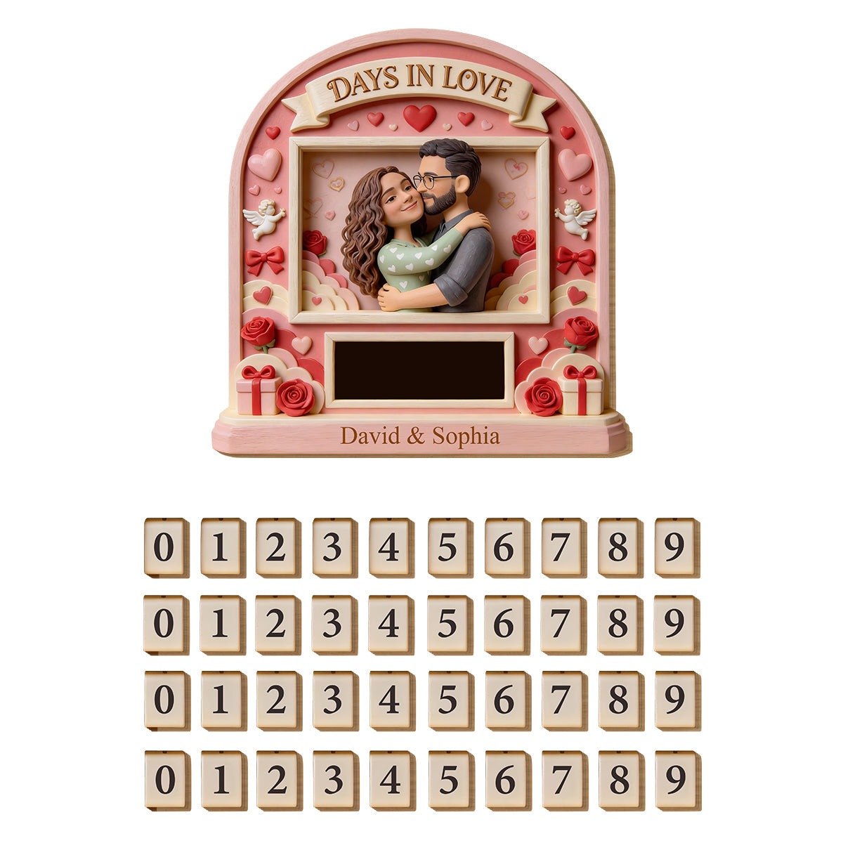 Jours d'amour - Plaque interchangeable personnalisée pour couple