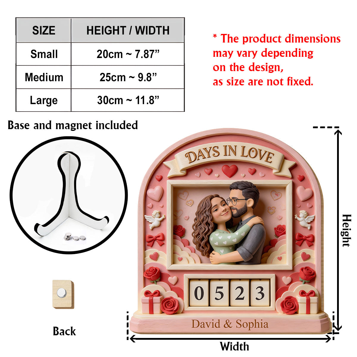 Jours d'amour - Plaque interchangeable personnalisée pour couple