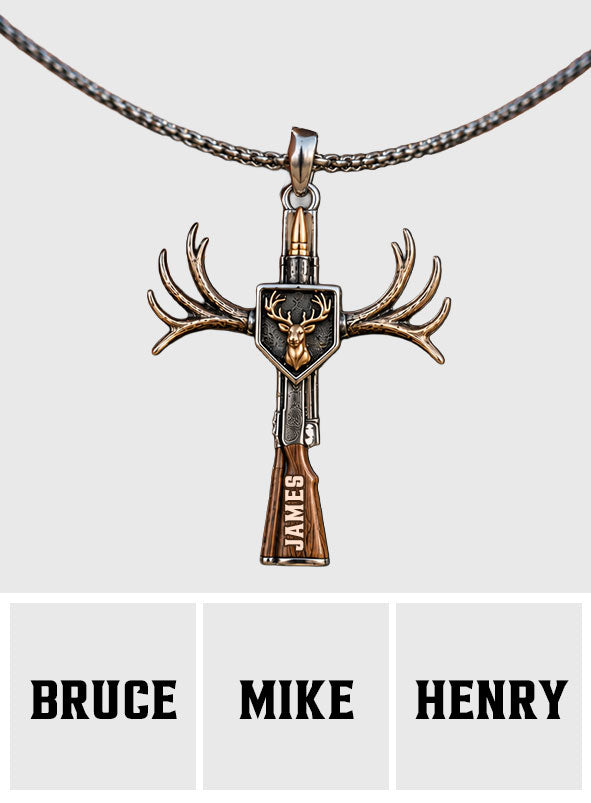 God Made A Hunter - Personalized Hunting Shaped Metal Pendant Necklace