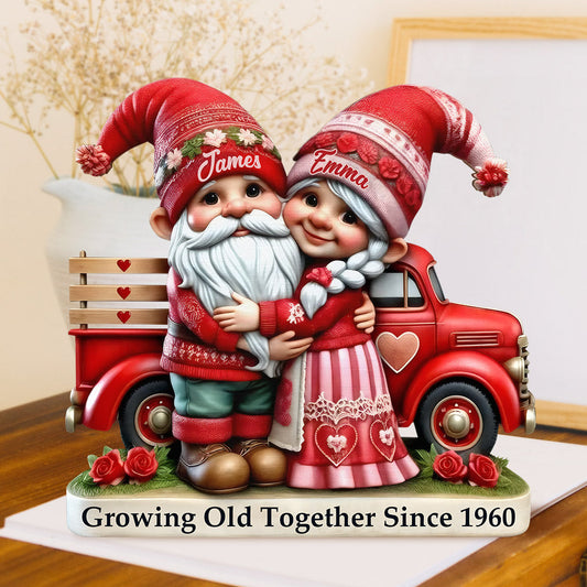 Gnome Couple Truck - Personalized Couple Custom Shaped Acrylic Plaque