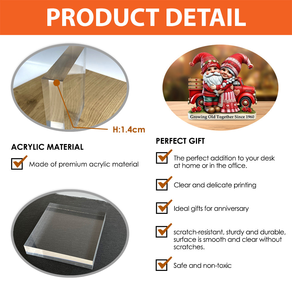 Gnome Couple Truck - Personalized Couple Custom Shaped Acrylic Plaque