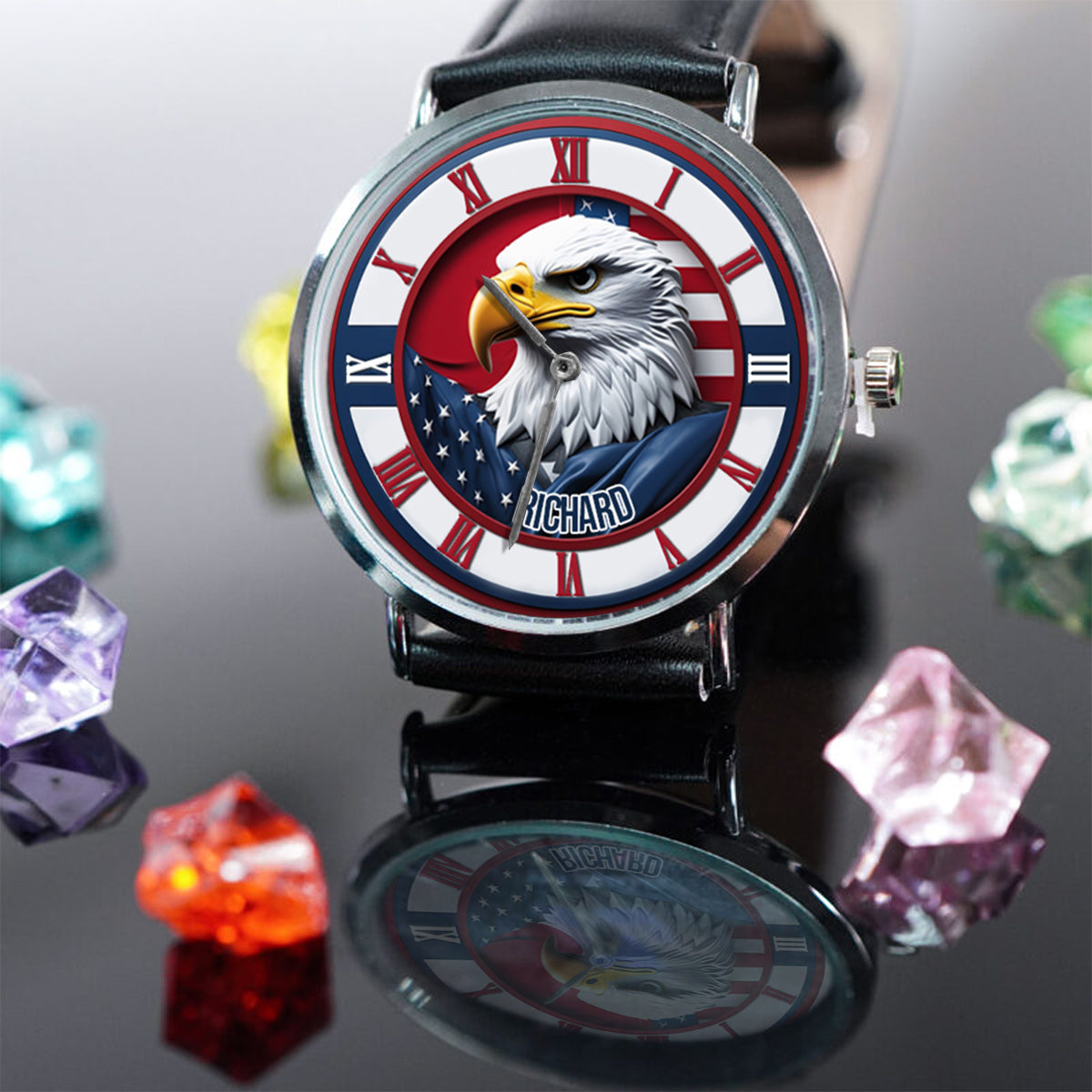 Terre de liberté - Montre-bracelet personnalisée Aigle à tête blanche