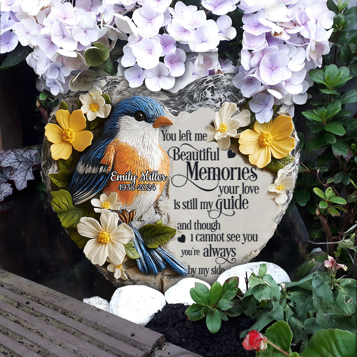 Beautiful Memories - Personalized Memorial Heart Shaped Stone