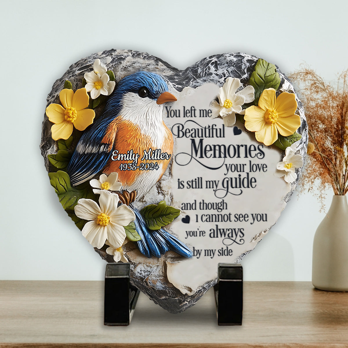 Beautiful Memories - Personalized Memorial Heart Shaped Stone