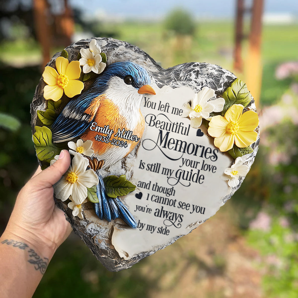 Beautiful Memories - Personalized Memorial Heart Shaped Stone
