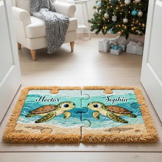 Das perfekte Geschenk für Paare – personalisierter, rutschfester Schildkröten-Teppich