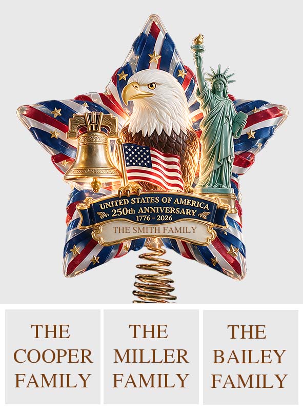 The 250th Christmas Of The USA - Personalized Patriot LED Light Tree Topper