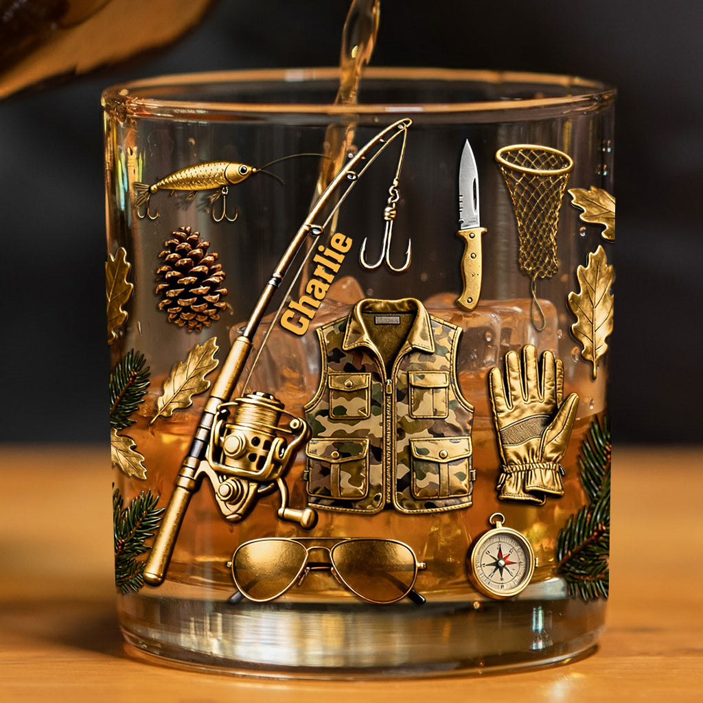 Passionné de pêche ? Verre à whisky personnalisé sur le thème de la pêche.