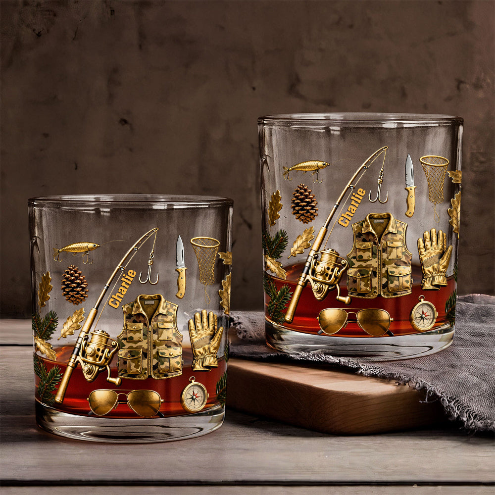 Passionné de pêche ? Verre à whisky personnalisé sur le thème de la pêche.