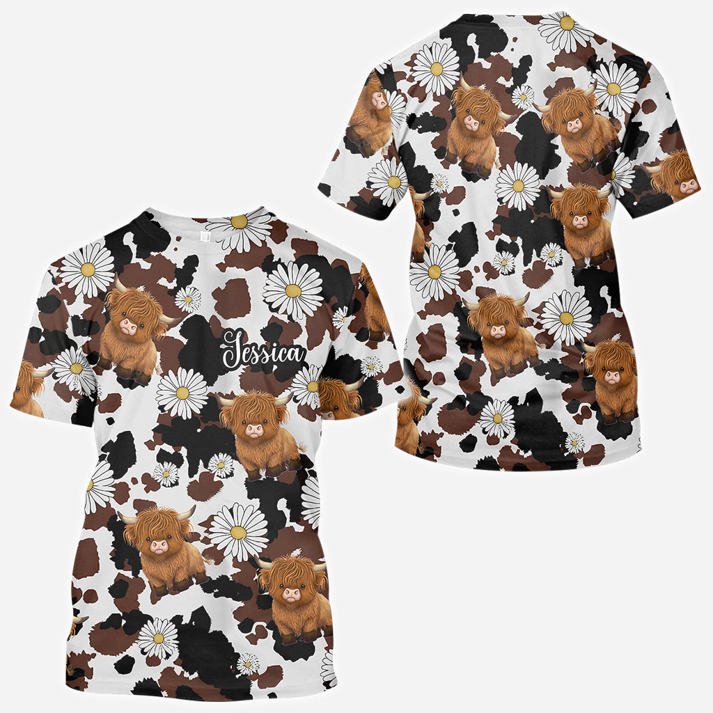 Liebe zum Hochlandrind - Personalisiertes T-Shirt mit Hochlandrind-Print