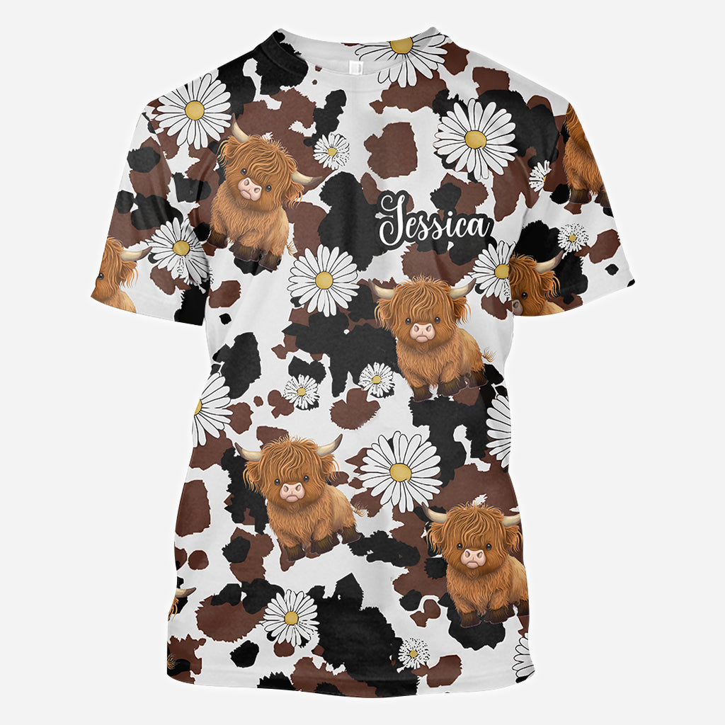 Liebe zum Hochlandrind - Personalisiertes T-Shirt mit Hochlandrind-Print