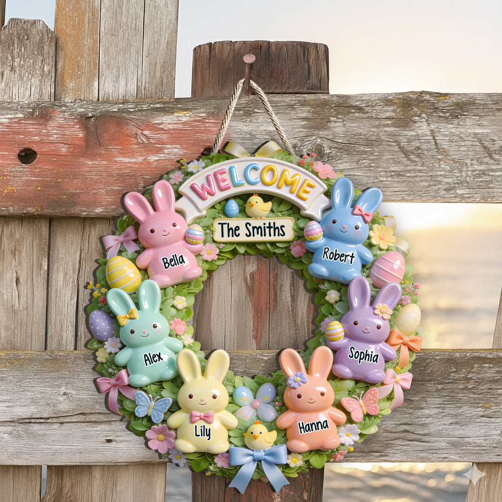 Easter Family - Personalized Family Custom Shaped Wood Sign
