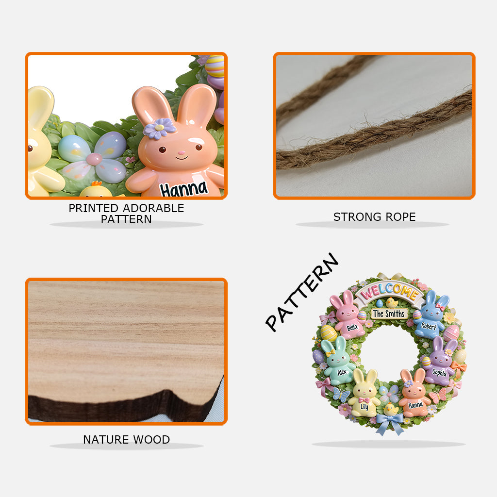 Easter Family - Personalized Family Custom Shaped Wood Sign