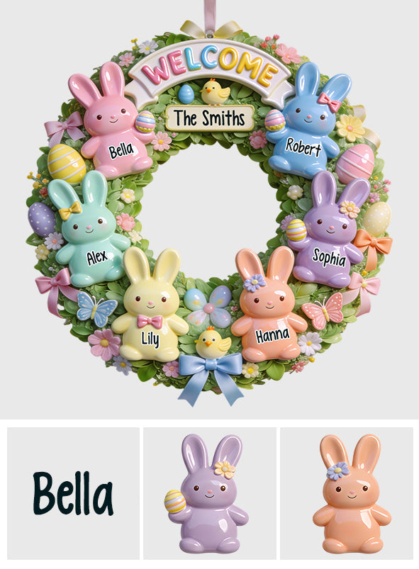 Easter Family - Personalized Family Custom Shaped Wood Sign