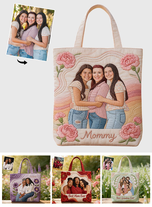 Custom Any Photo Perfect Gift For Mom, Grandma - Personalized Mother Quilted Tote Bag