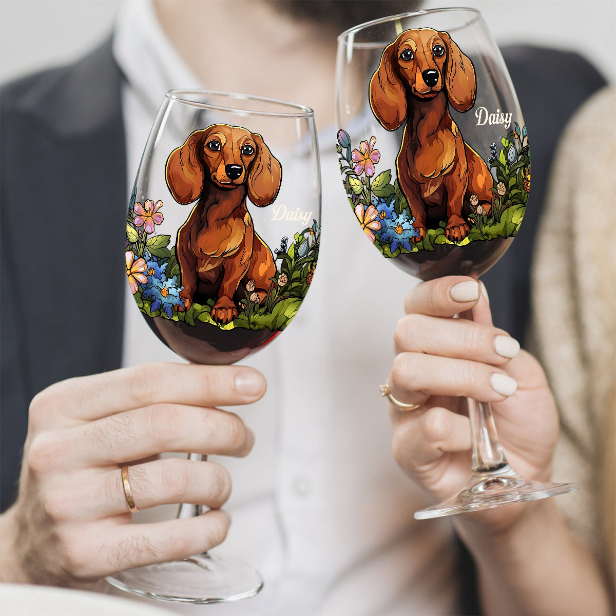 Verre à vin personnalisé pour chien avec photo de votre animal de compagnie et style vitrail - Verre à vin à longue tige